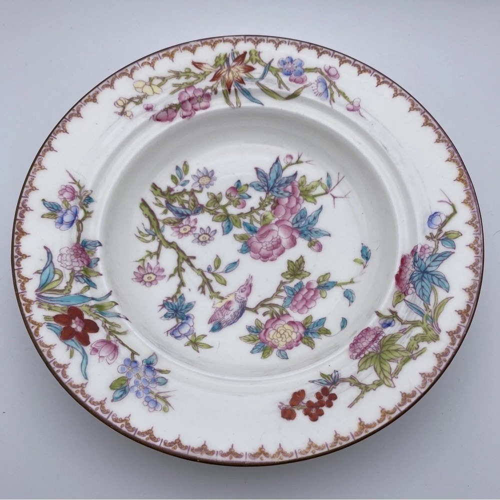 Vintage Antique MintonS (1891-1912) Cuckoo Pattern Porcelain Large Rim Soup Bowl